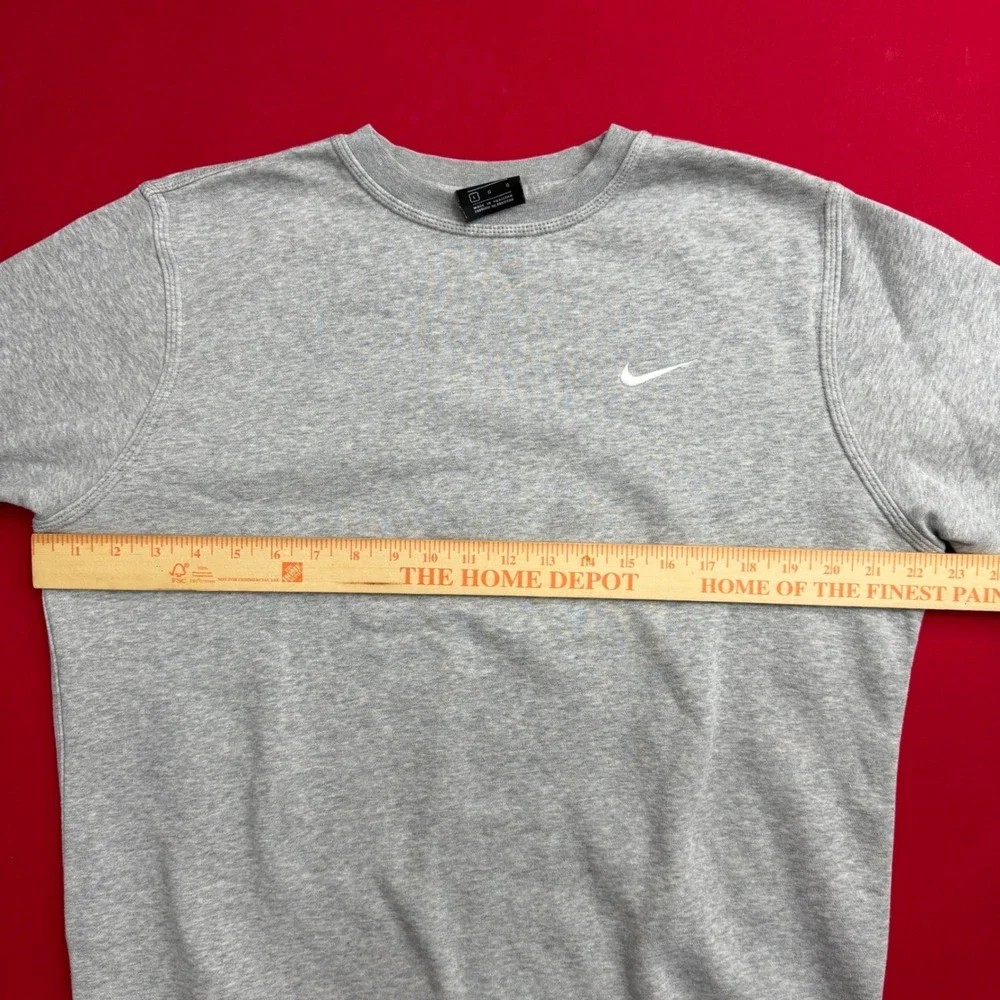 VTG Y2K Nike Men Sportswear Fleece LARGE Crewneck Sweatshirt Grey Heather Swoosh
